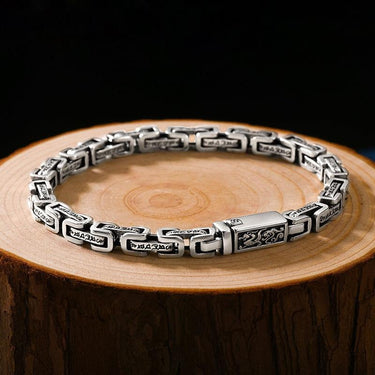 Ethnic Thai Silver Men's Stylish Interlocking Link Chain Bracelet